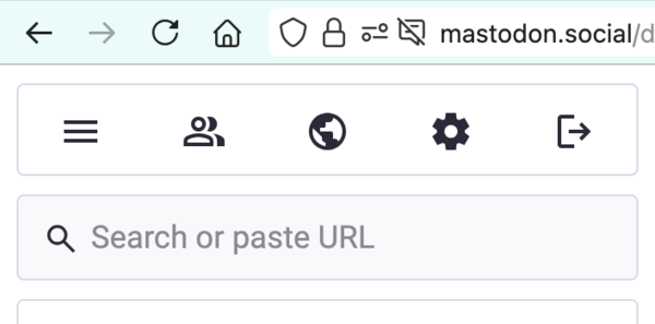 the Mastodon search box